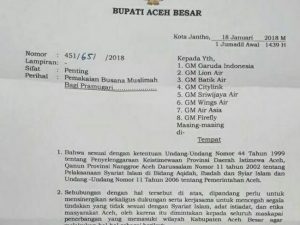 Pramugari Diwajibkan Pakai Hijab Bila Berada di Aceh