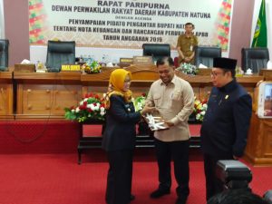 Wabup Natuna sampaikan Pidato pengantar Keuangan Rancangan Perda APBD Perubahan 2019