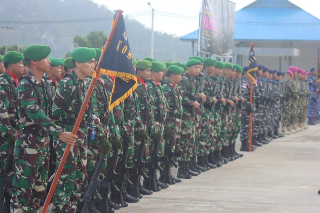 Satgas Marinir di Natuna Gelar Upacara HUT Korps Marinir ke 74