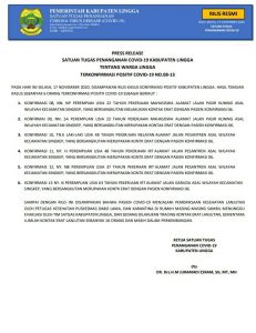 Positif Covid-19 Menjadi 6 Kasus, Masyarakat Lingga Wajib Perhatikan Prokes