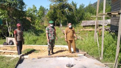 Bersama Pemerintah Desa Babinsa Koramil 05 Daik Lakukan Pengecekan Pembangunan Jalan