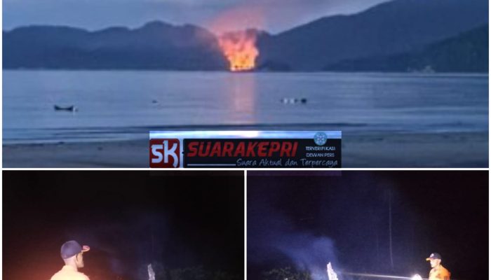 Sigap! Tim Gabungan Padamkan Api di tengah Gelap dan Ombak di Jemaja