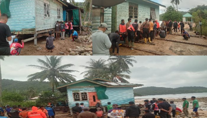 Gotong Royong Evakuasi Rumah Warga di Desa Landak Akibat Abrasi Pesisir