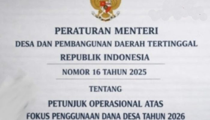 Permendes 16/2025 Tetapkan Fokus Penggunaan Dana Desa 2026