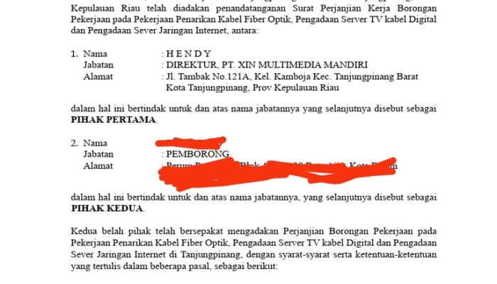 Jaringan Kabel Internet Xin Multimedia Mandiri Tanjungpinang Diduga Ilegal