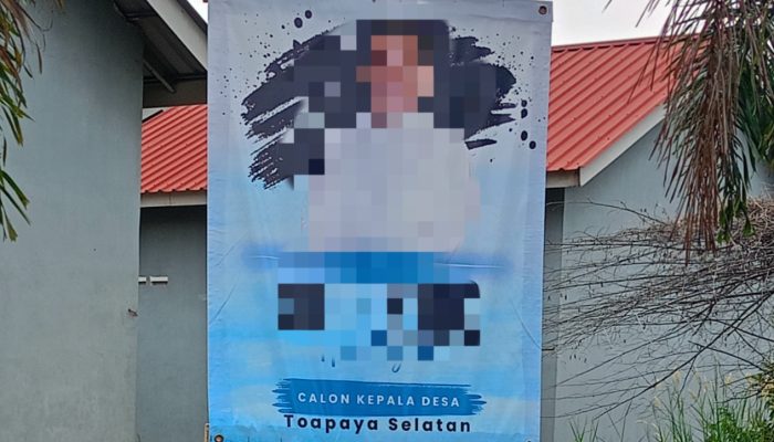 Poster Bakal Calon Kades Toapaya Selatan Terpasang di Pohon dan Tiang Listrik, Panitia Diminta Tegaskan Aturan